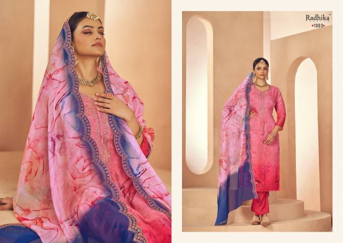 Azara Shezlin By Radhika Organza Printed Dress Material Wholesale Market Surat
